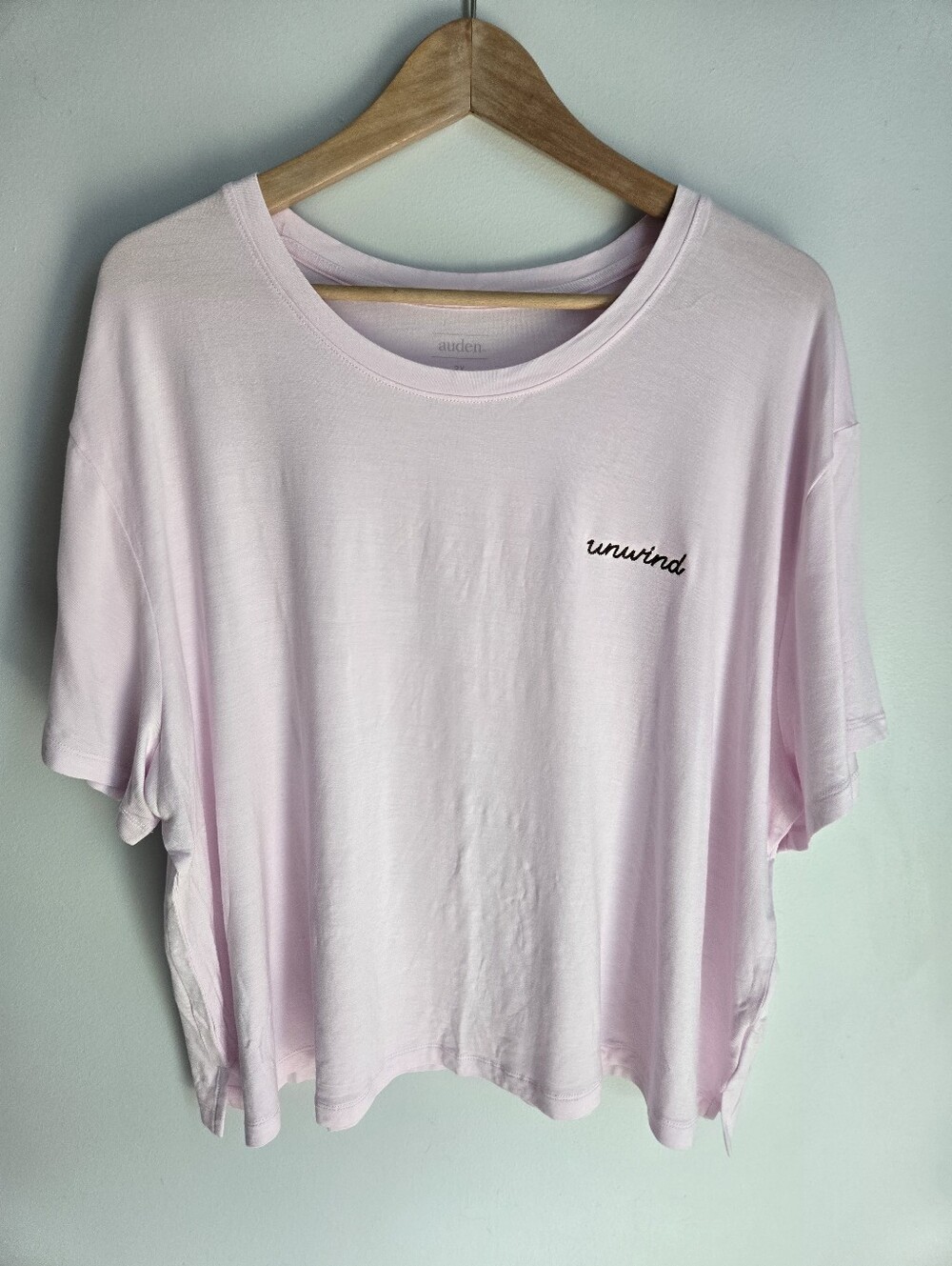 New AUDEN Modal Blend Boxy Fit Light Pink Tee